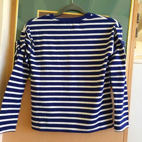 Kate Spade Nautical Bow Blue and White Long Sleeve Tee Striped Knit - Picture 7 of 8